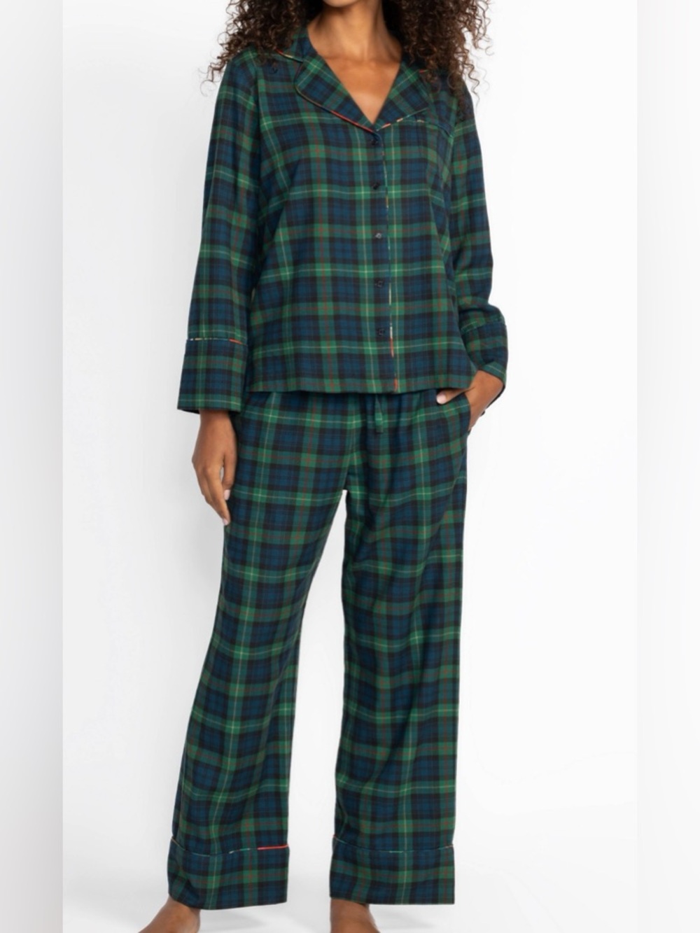 Johnny Was RHODA LONG Plaid Flannel Embroidered PJ SET - Picture 2 of 16